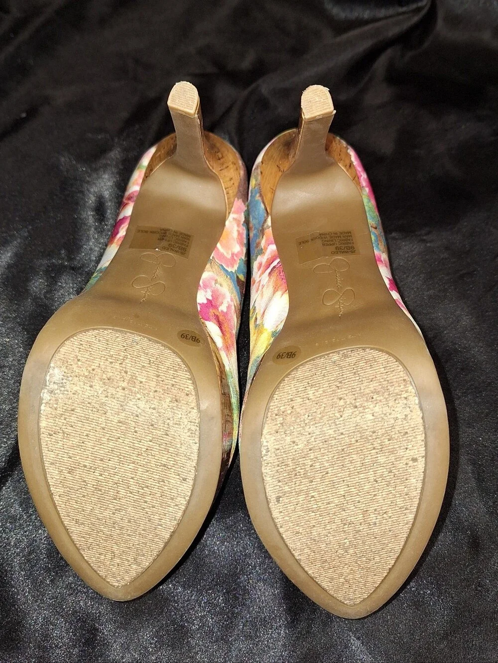 Like New Jessica Simpson Heels~Waleo~Floral Cork Platform Pumps~Pink~Size 9